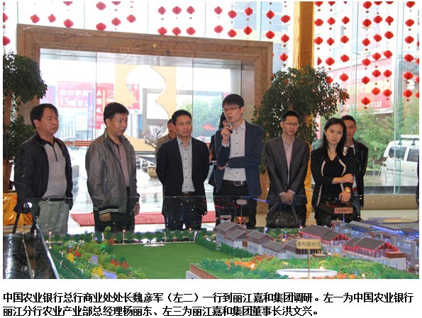 中国农业银行总行商业处处长魏彦军一行到丽江嘉和集团调研